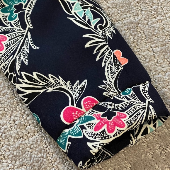 Banana Republic Bird Print Navy Floral Drapey Bomber Jacket, Full Zip, Lined, S - Picture 11 of 16